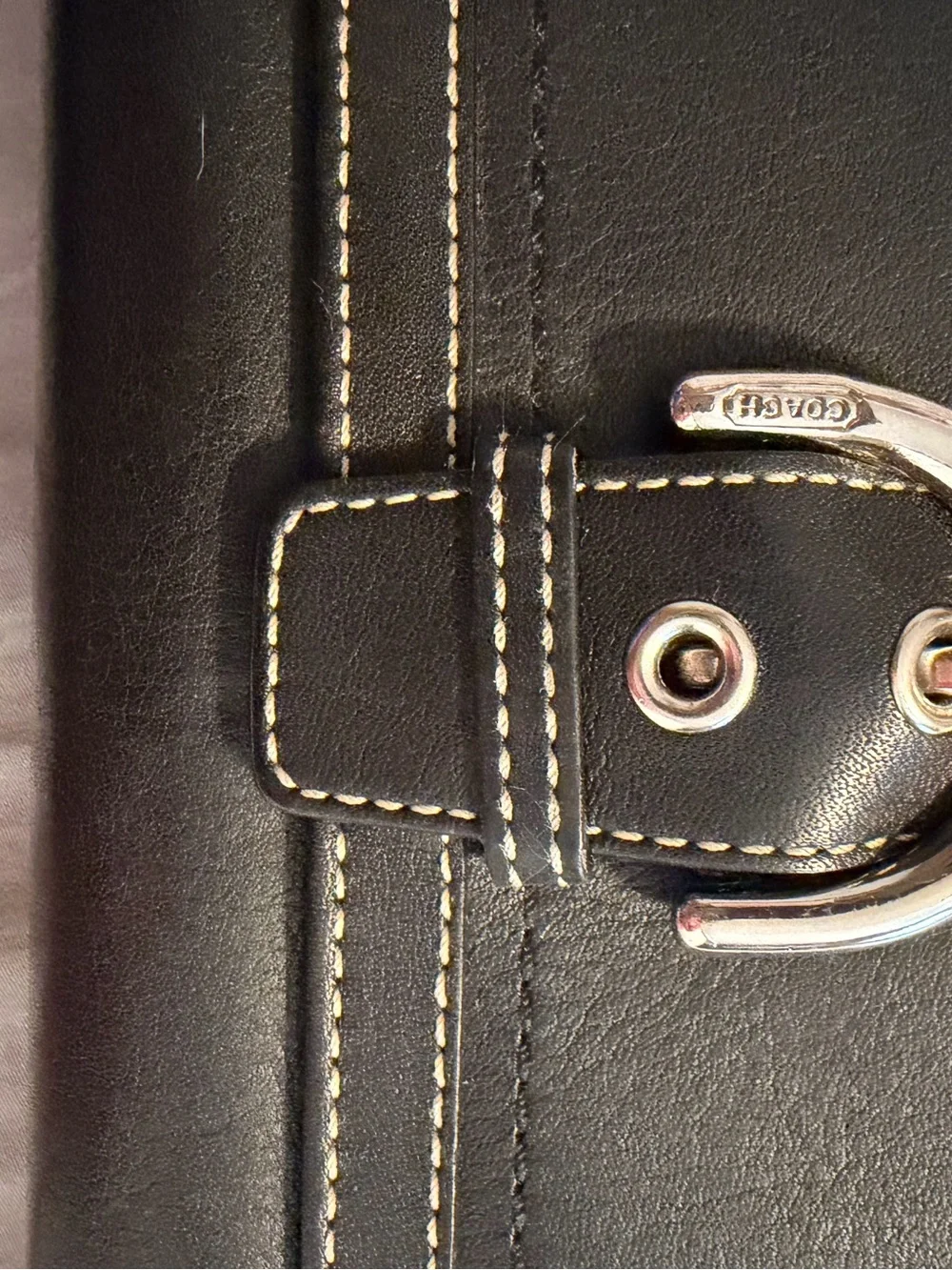 Coach Black Leather bilfold with Silver Hardware